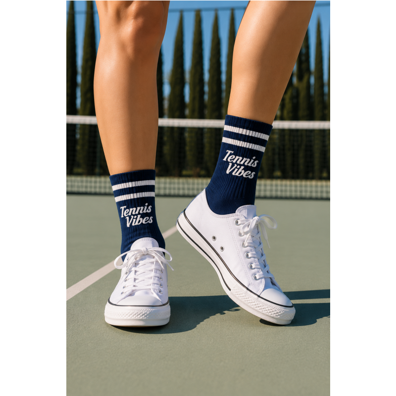 Tennis Crew Socks – Cotton Socks - Navy Court Socks - Runway Athletics