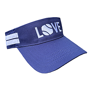 Striped Cotton Canvas LOVE Visor - Navy with White LOVE