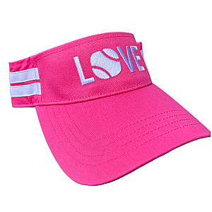 Striped Cotton Canvas LOVE Visor - Bright Pink with White LOVE