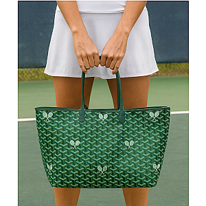 Tennis Tote Bag – Green Whimsy Large Hemp Canvas Tote - Runway Athletics