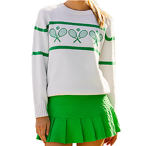 Tennis Racquets Sweater- Cream/Green