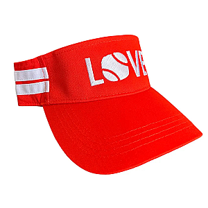 Striped Cotton Canvas LOVE Visor - Red with White LOVE