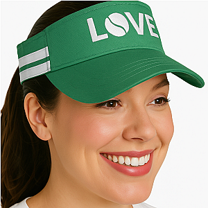 Striped Cotton Canvas LOVE Visor - Green with White LOVE