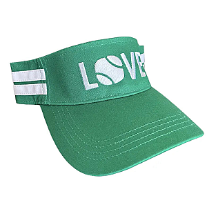 Striped Cotton Canvas LOVE Visor - Green with White LOVE