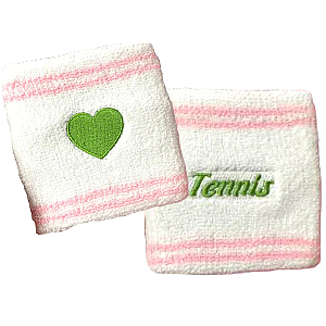 Tennis Wristband Set | Cotton Terry Sweatbands in White, Pink & Green | Runway Athletics