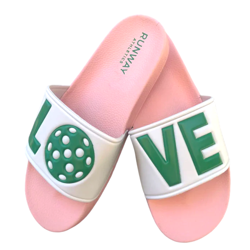Pickleball Slides - Pink, Green & White