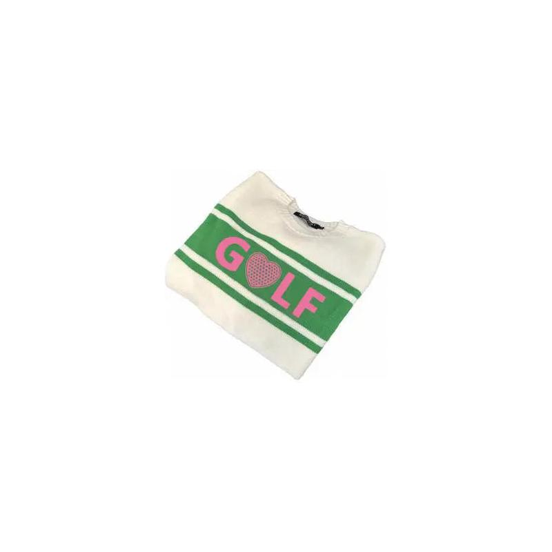 Golf Sweater - Pink, Green & Cream