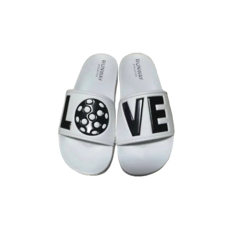 Women's Pickleball Slides | After-Play Recovery Slides | Runway Athletics | White & Black