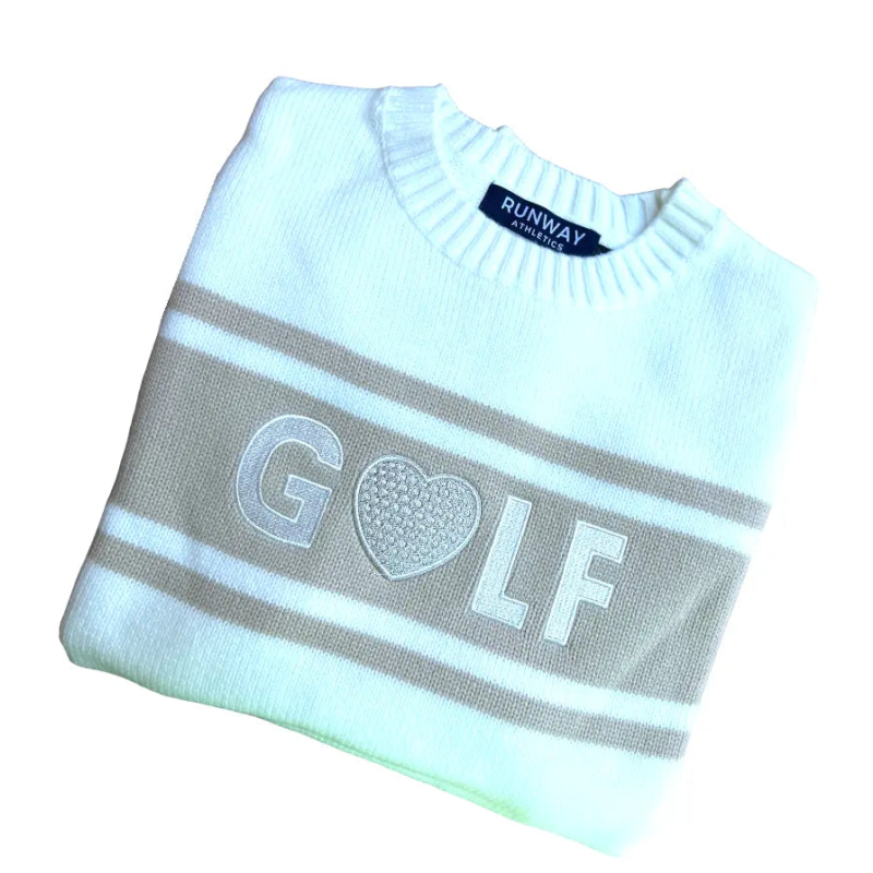Golf Sweater - Camel & Off White
