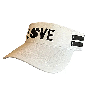 Striped Cotton Canvas LOVE Visor - White with Black LOVE