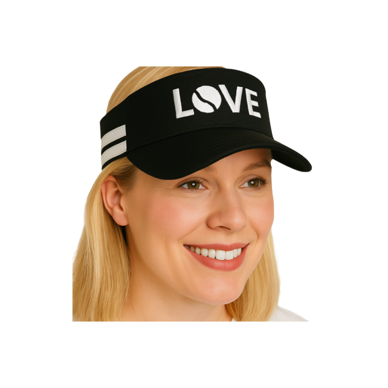 Striped Cotton Canvas LOVE Visor -Black with White LOVE