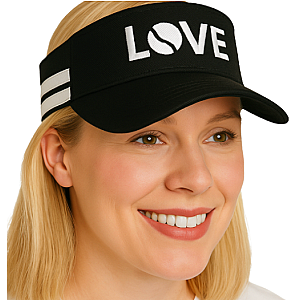 Striped Cotton Canvas LOVE Visor -Black with White LOVE