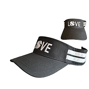 Striped Cotton Canvas LOVE Visor -Black with White LOVE