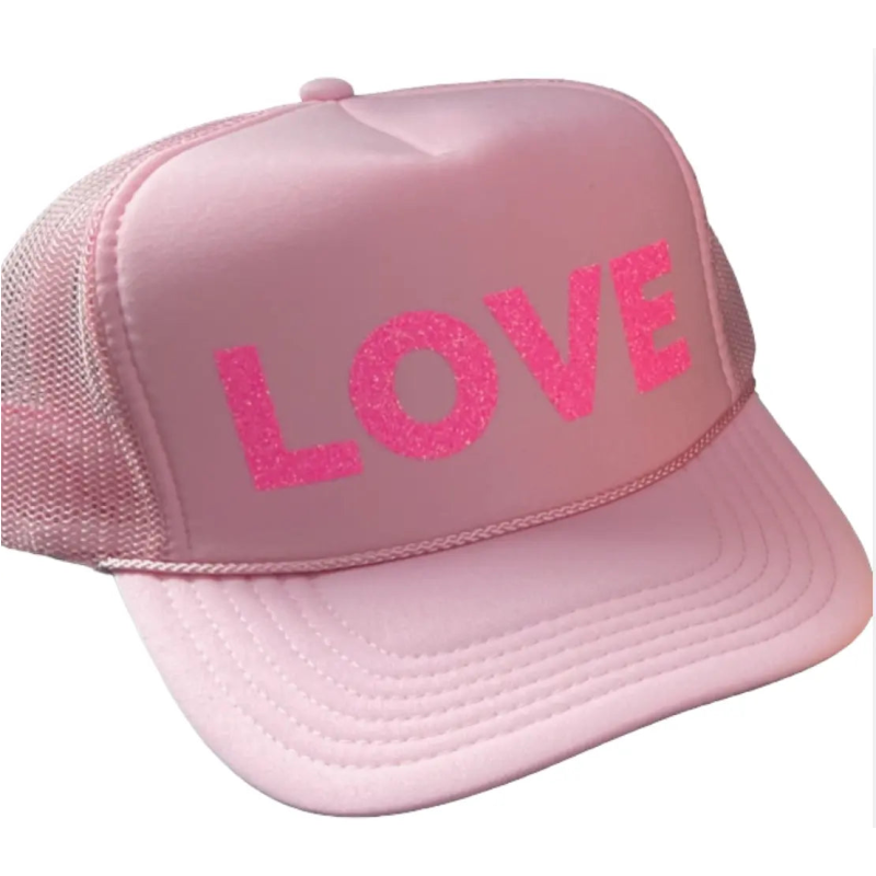 LOVE Trucker Hat - Pink on Pink