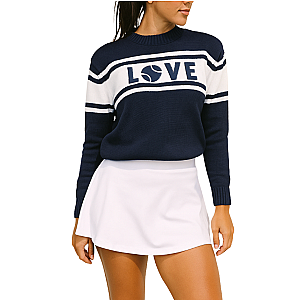 Women's Collegiate Navy Tennis Sweater with White Trim | Runway Athletics