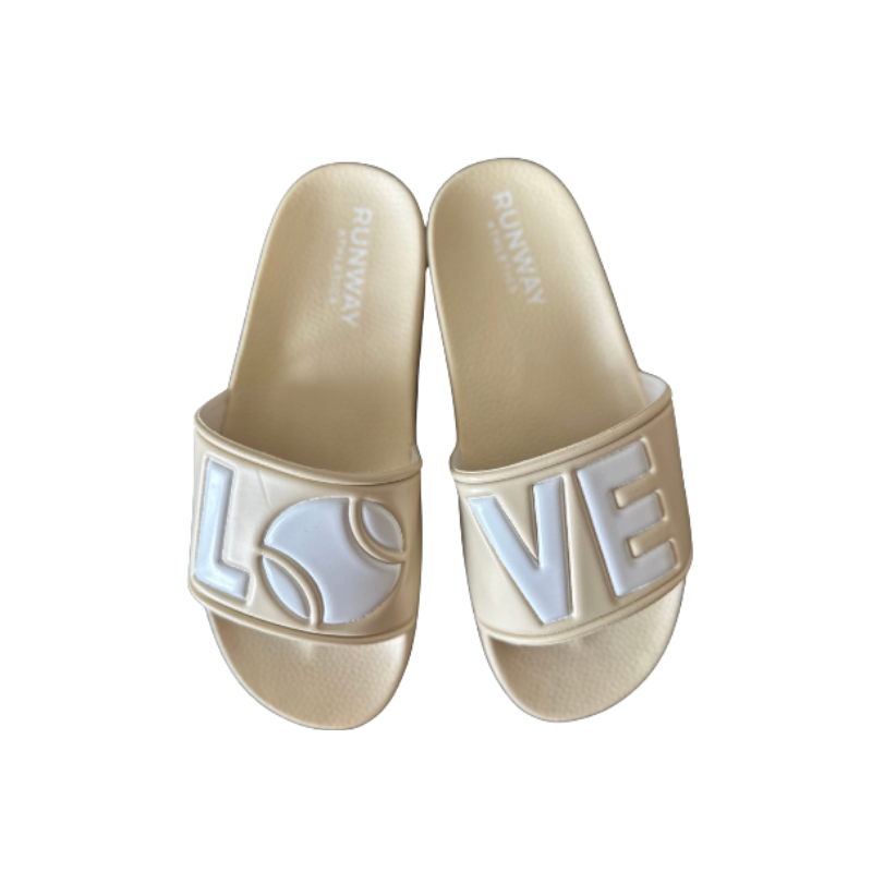 Women's Tennis Slides | After-Play Recovery Slides | Runway Athletics | Natural & White