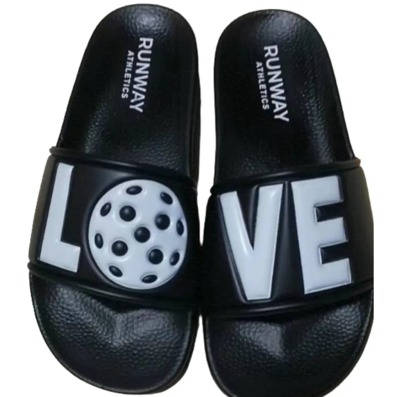 Women's Pickleball Slides | After-Play Recovery Slides | Runway Athletics | Black & White