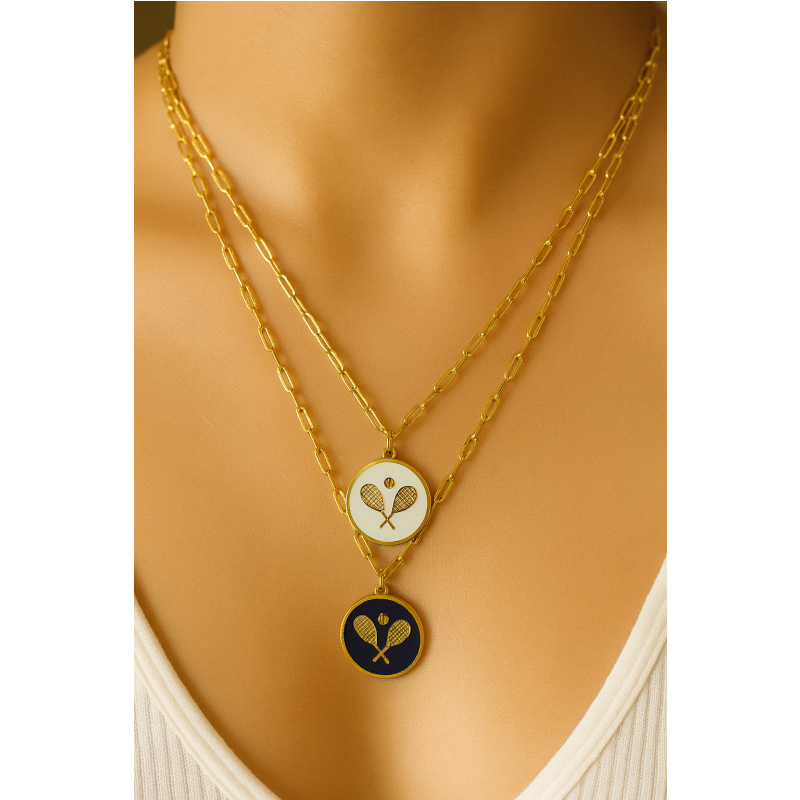 Tennis Charm Necklace - White