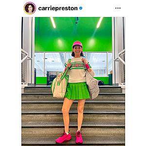Women's Collegiate White Tennis Sweater with Pink & Green Trim | Runway Athletics