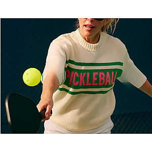 Pickleball Sweater Cream/Green/Pink