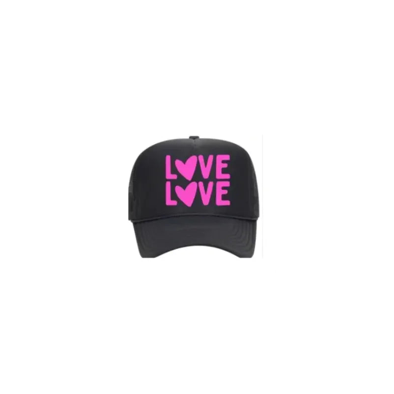 Trucker Hat - Black/Hot Pink Love Love