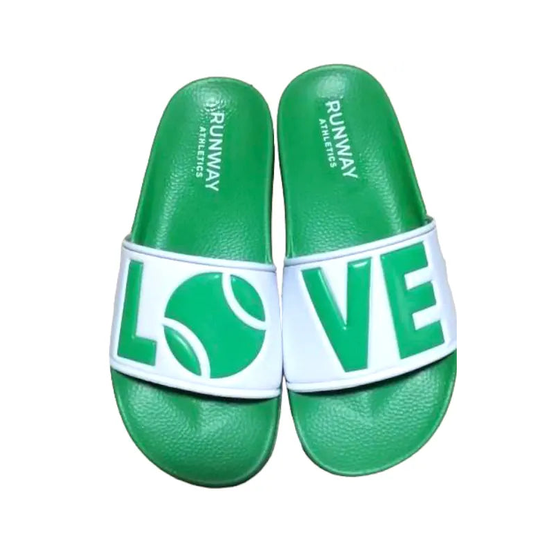 Women's Tennis Slides | After-Play Recovery Slides | Runway Athletics | Green & White