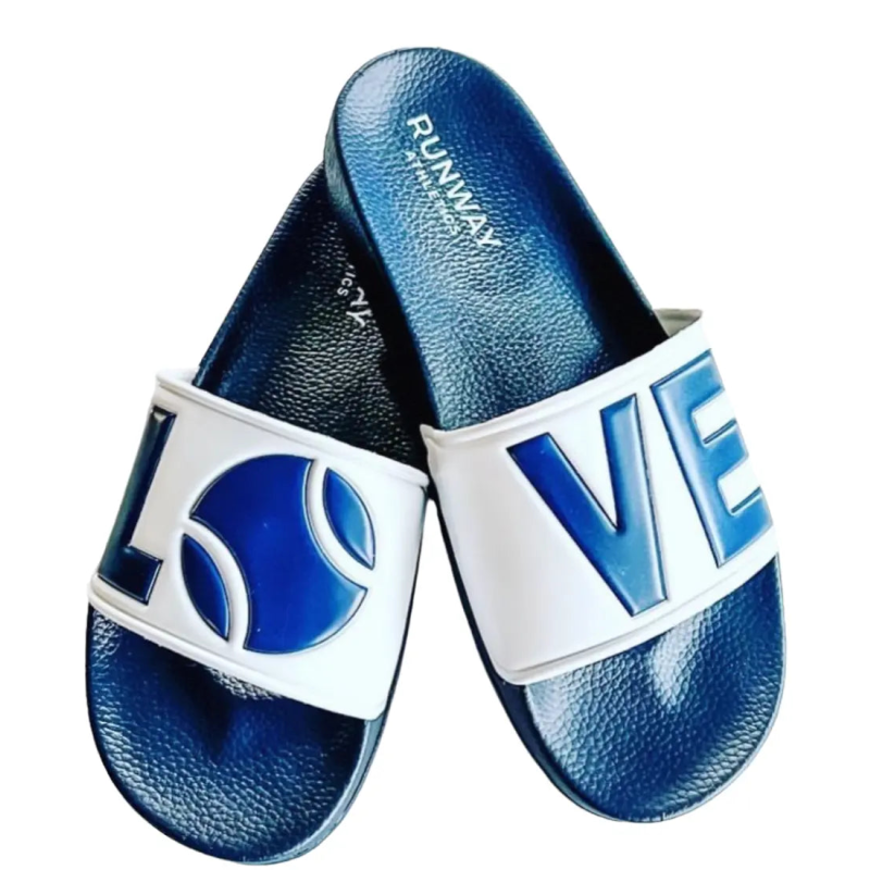 Women's Tennis Slides | After-Play Recovery Slides | Runway Athletics | Navy & White