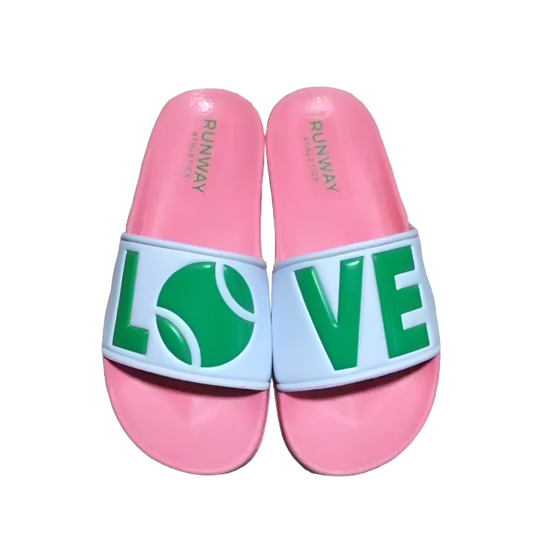 Women's Tennis Slides | After-Play Recovery Slides | Runway Athletics | Pink, Green & White