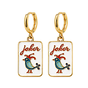Mahjong Tile Huggie Earrings