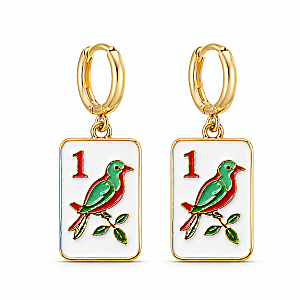 Mahjong Tile Huggie Earrings