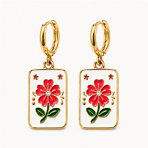 Mahjong Tile Huggie Earrings