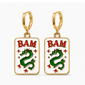 Mahjong Tile Huggie Earrings