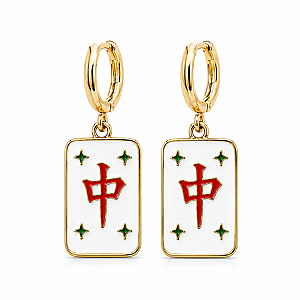 Mahjong Tile Huggie Earrings