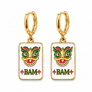 Mahjong Tile Huggie Earrings