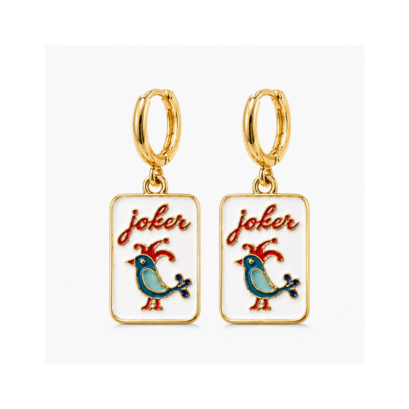 Mahjong Tile Huggie Earrings