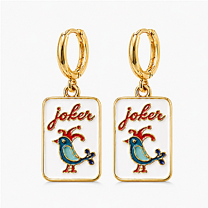 Mahjong Tile Huggie Earrings