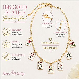 Mahjong Charm Paperclip Necklace
