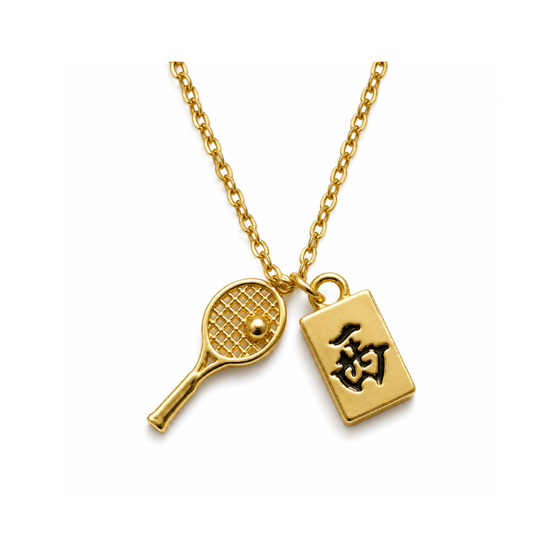 Tennis & Mahjong Charm Necklace