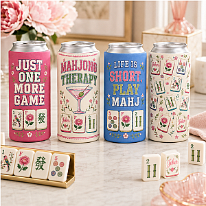 Mahjong Slim Can Cooler Set