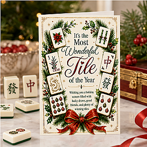 Most Wonderful Tile of the Year Mahjong Christmas Card