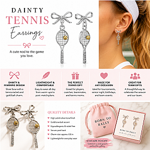 Tennis Bow Drop Earrings