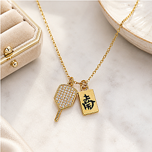 Pickleball Mahjong Paddle Necklace