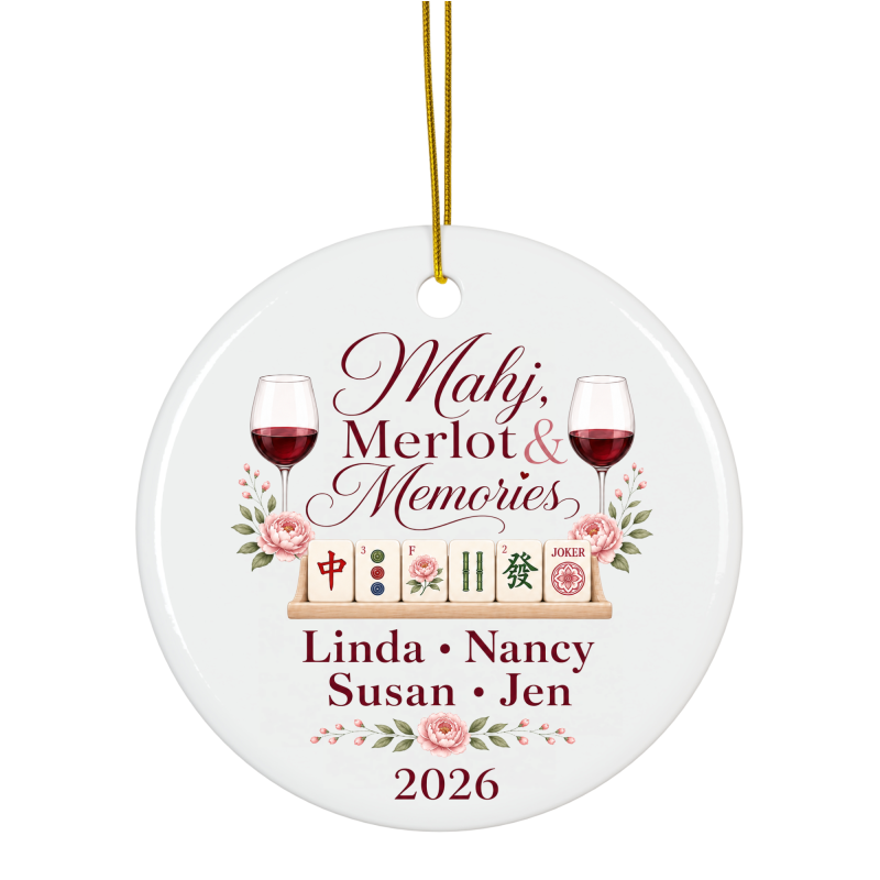 Personalized Mahjong Merlot Ornament