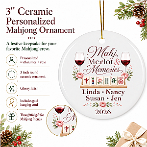 Personalized Mahjong Merlot Ornament