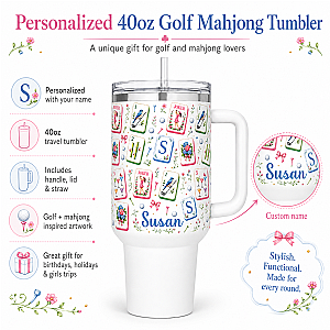 Personalized Golf Mahjong 40oz Tumbler