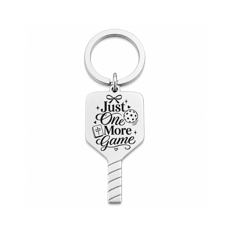 Mahjong Pickleball One More Game Keychain