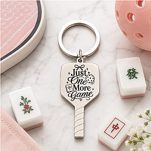 Mahjong Pickleball One More Game Keychain