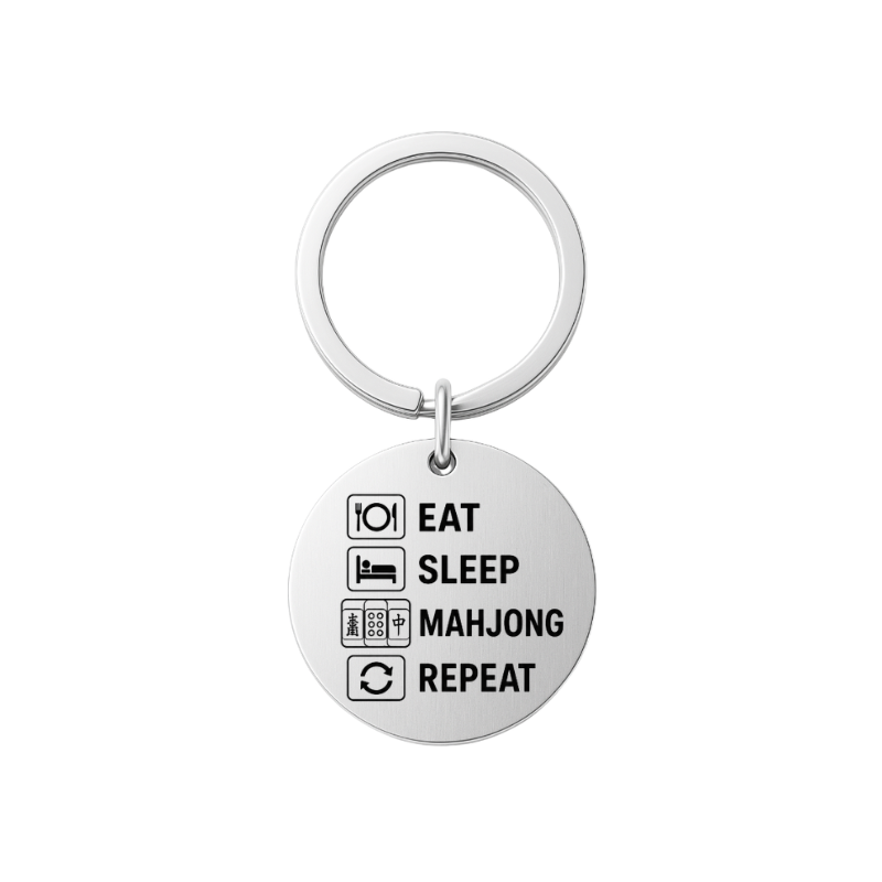 Eat Sleep Mahjong Repeat Keychain