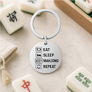 Eat Sleep Mahjong Repeat Keychain