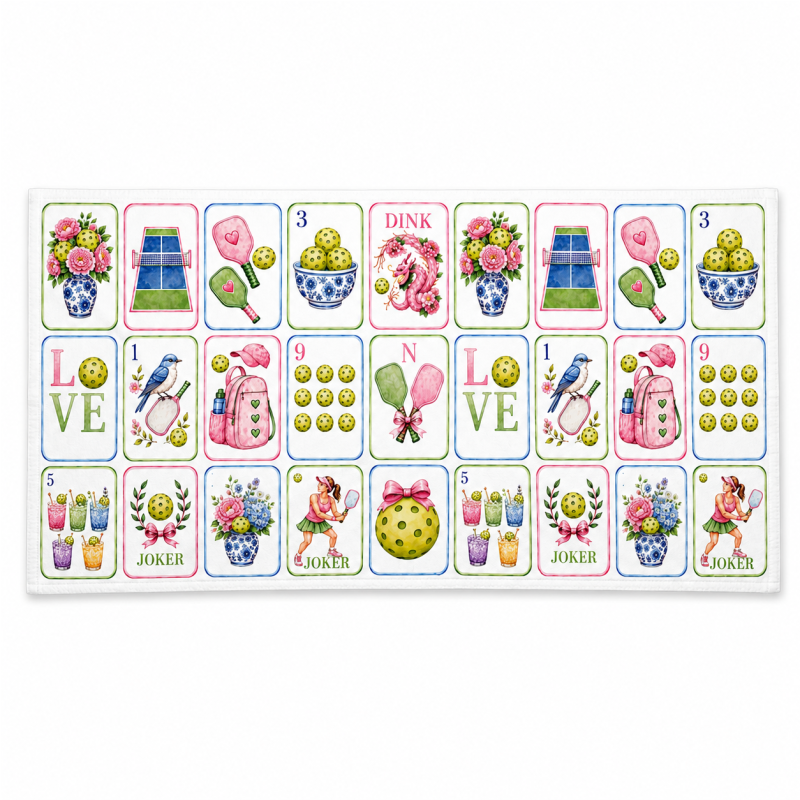 Pickleball Mahjong Beach Towel